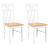 трапезни столове 2 бр. бяла масивна дървесина гума