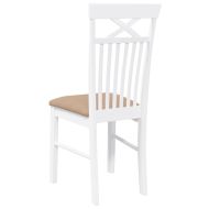 Трапезни столове с възглавници 2 бр Бяла масивна дървесина гума