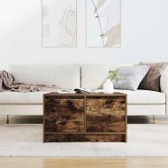 Масичка за кафе с чекмеджета, опушен дъб 70,5x70x40 см