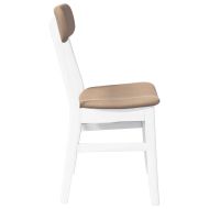 Трапезни столове с възглавници 2 бр Бяла масивна дървесина гума