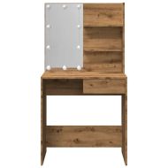 Тоалетка с LED, Дъб артизан, 74,5x40x141 см