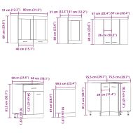 Комплект кухненски шкафове, 11 части, "Lyon", дъбов рафт, инженерна дървесина