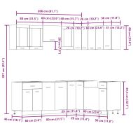 Комплект кухненски шкафове, 11 части, "Lyon", дъбов рафт, инженерна дървесина