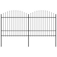 Градинска ограда с връх тип копие, стомана, 359x175 см, черна