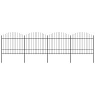 Градинска ограда с връх тип „копие“, стомана, 714,5x175 см, черна