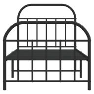 Метална рамка за легло с горна и долна табла, черна, 90x200 см