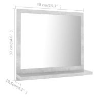 Огледало за баня, бетонно сиво, 40x10,5x37 см, инженерно дърво