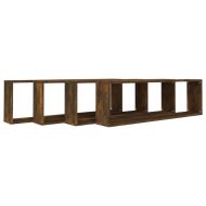 Стенни рафтове куб 4 бр опушен дъб 100x15x30 см инженерно дърво