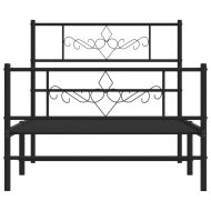 Метална рамка за легло с горна и долна табла, черна, 90x200 см