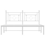 Метална рамка за легло с горна табла, бяла, 160x200 см