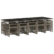 Градински комплект с възглавници 15 части полиратан сив