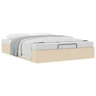 Османска рамка за легло без матрак, кремава, 140x200 см, плат