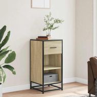 Сайдборд, дъб сонома, 35,5x35x76 см, инженерно дърво и метал