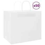 Хартиени торбички 50 бр с дръжки бели 32x22x28 см