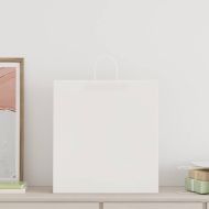 Хартиени торбички 250 бр с дръжки бели 45x17x48 см