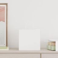 Хартиени торбички 250 бр с дръжки бели 26x17x25 см