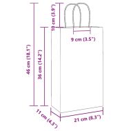 Хартиени торбички 50 бр с дръжки розови 21x11x36 см