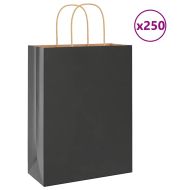 Хартиени торбички 250 бр с дръжки черни 26x12x35 см