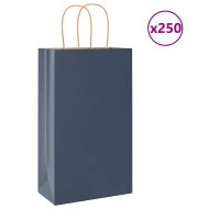 Хартиени торбички 250 бр с дръжки сини 21x11x36 см
