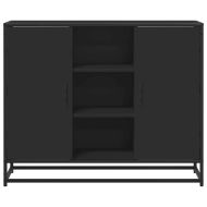 Сайдборд, черен, 92x35x76 см, инженерно дърво