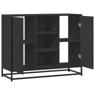 Сайдборд, черен, 92x35x76 см, инженерно дърво