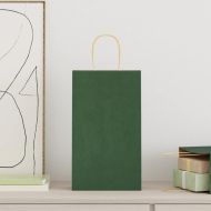 Хартиени торбички 250 бр с дръжки зелени 21x11x36 см