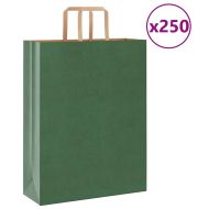 Хартиени торбички 250 бр с дръжки зелени 32x12x42 см