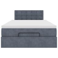 Османска легло с матрак, тъмносиво, 120x190 см, кадифе