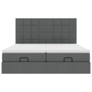 Османска легло с матраци, тъмносиво, 180x200 см, плат