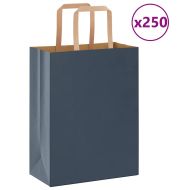 Хартиени торбички 250 бр с дръжки сини 21x11x28 см