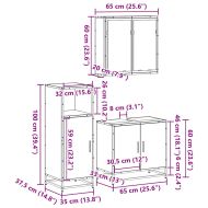 Комплект мебели за баня от 3 части, кафяв дъб, инженерно дърво
