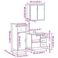 Комплект шкафове за баня от 3 части дъб сонома инженерно дърво