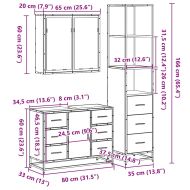 Комплект мебели за баня от 3 части, кафяв дъб, инженерно дърво