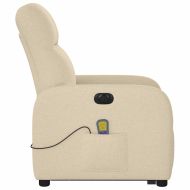 Електрически изправящ масажен реклайнер стол кремав текстил