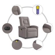 Електрически изправящ масажен реклайнер стол таупе текстил