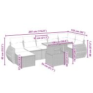 Градински диван с възглавници, 8 части, бежов полиратан