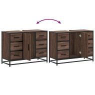 Шкаф за мивка за баня, кафяв дъб, 80x33x60 см, инженерно дърво