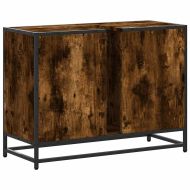 Шкаф за мивка за баня, опушен дъб, 80x33x60 см, инженерно дърво