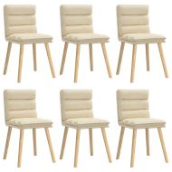 Трапезни столове, 6 бр, кремави, плат