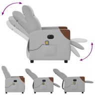 Електрически масажен реклайнер стол, облачно сив, текстил