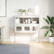 Бюфет, бял, 100,5x39x107 см, студеновалцувана стомана