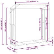 vidaxL Стойка за дърва за огрев с дъждобран, 200x60x200 см