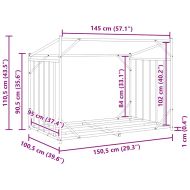 vidaxL Стойка за дърва за огрев с дъждобран, 150,5x100,5x110,5 см