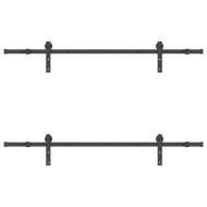 Комплект механизъм за плъзгаща врата, 183 см, стомана, черен