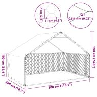 Външна клетка за куче с капак 3x2x1,9 м поцинкована стомана