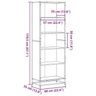 Библиотека, сив сонома, 60x35x170,5 см, инженерно дърво