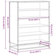 Шкаф за обувки опушен дъб 75x38x97,5cm Обработено дърво и метал