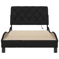 Рамка за легло със светодиод без матрак, черна, 100x200см, плат