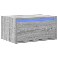 Нощно шкафче за стена с LED осветление, сив сонома