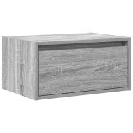 Нощно шкафче за стена с LED осветление, сив сонома